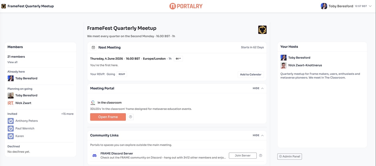 FrameFest Portalry page preview